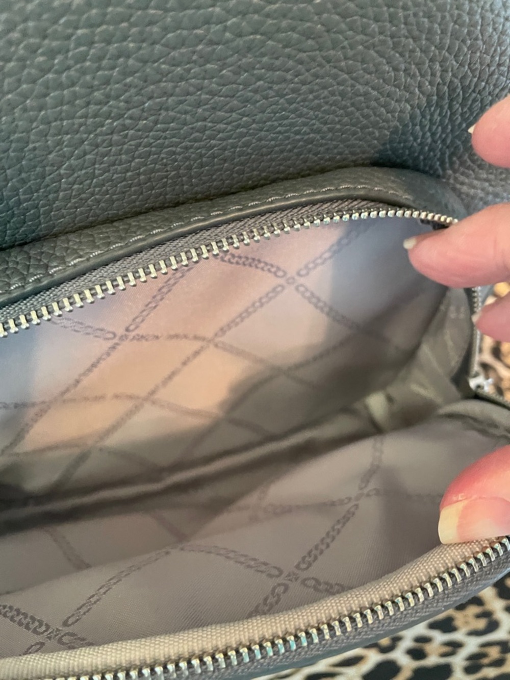 Michael Kors Pebbled Leather Medium Backpack in Slate Grey - Picture 3 of 16